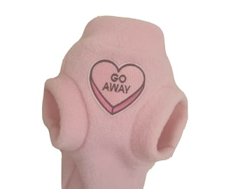 Fleece Sphynx Cat Clothes: "Go Away" Cat Coat