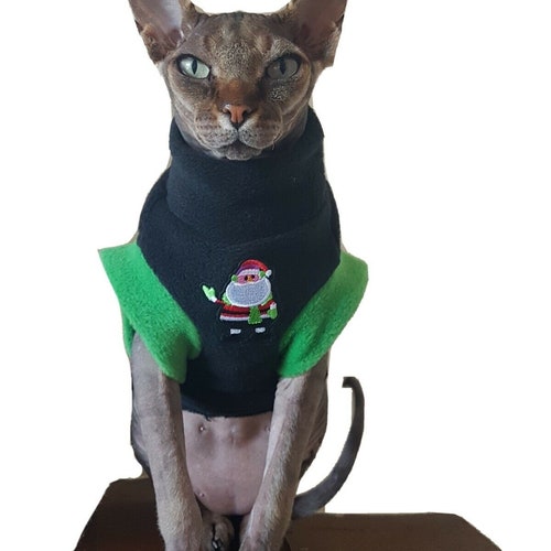 Julkläder till Sphynx-katt: Fleece-vintertopp