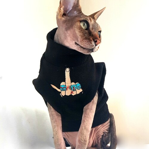 FINGER, ropa para gato esfinge, suéter para mascota, disfraz para gato, ropa gótica para gato
