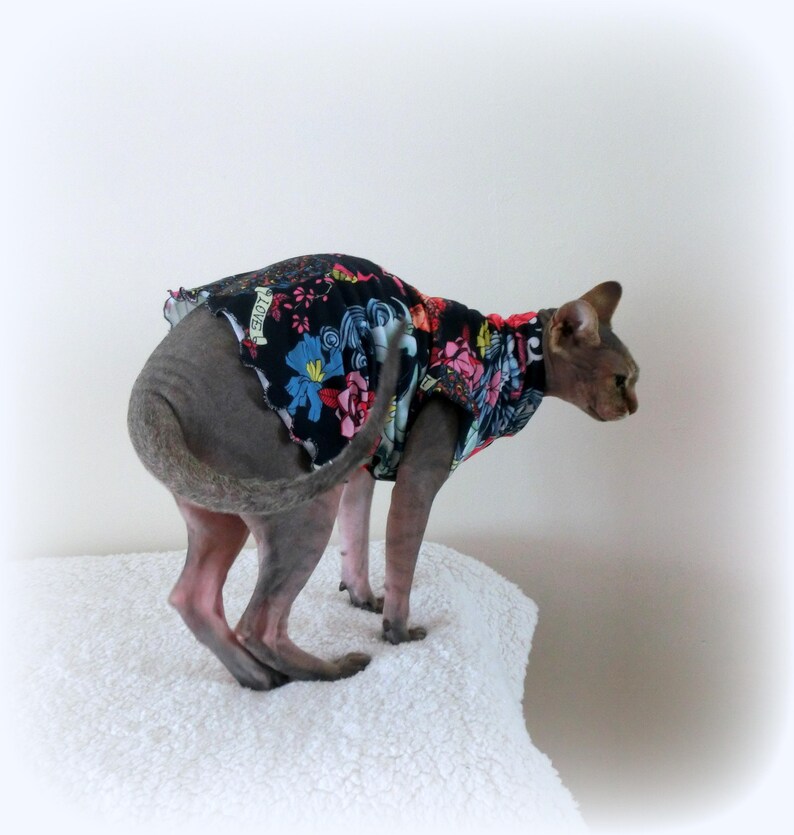 TATTOO cat, 2 way stretch cotton, clothes for a Sphynx cat, SPHYNX cat clothes, HOTSPHYNX, tattoo cat tops, 画像 2
