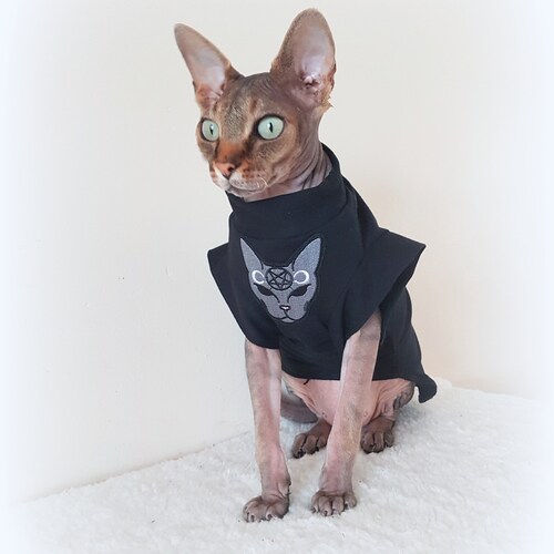 Ropa de forro polar para gato malvado, ropa para gato Sphynx diabólico, abrigo para gato, top para gato Sphynx - ropa para gato, ropa Sphynx, HOTSPHYNX