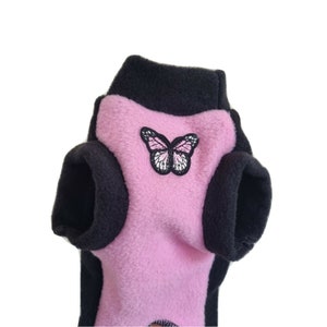 Butterfly Applique Fleece Cat Jumper - Sphynx Kitten Clothes