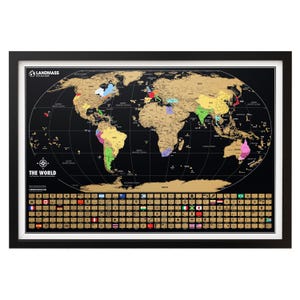 XL Detailed Scratch Off World Map Poster Print - 36x24 Inches - Made in the USA