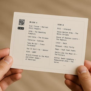 Carte postale Spotify Mixtape personnalisée avec code QR - Cadeau pour une relation longue distance - Carte musicale personnalisée - Anniversaire, cadeau LDR