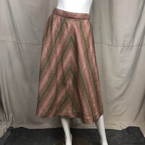 70s CHEVRON Skirt DEADSTOCK Small // Boho Hippie A-Line Skirt Pink Moss Green Stripe Skirt