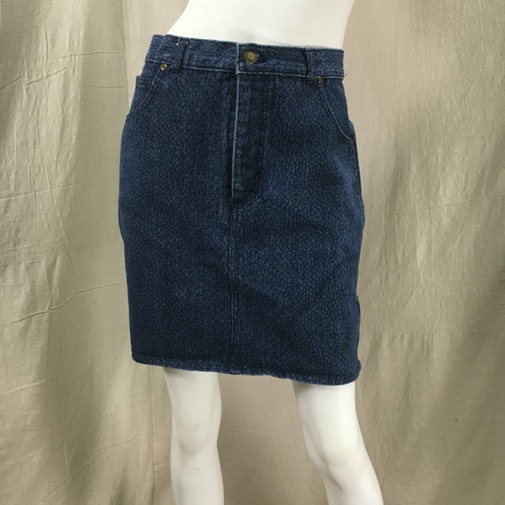 Jordache Denim Skirt 80s Pencil Skirt Snakeskin Pr