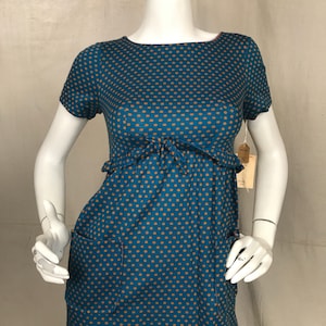 Blue 60s Dress Short Sleeve Minx Modes // Women&#39;s Polka Dot Small X-Small