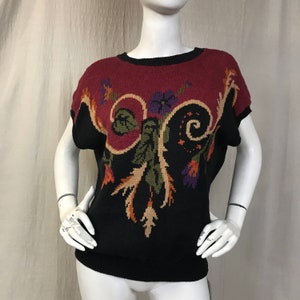 Slouchy Sweater 80s Paisley Floral // Boxy Oversized Sweater DEADSTOCK Russ Size Large