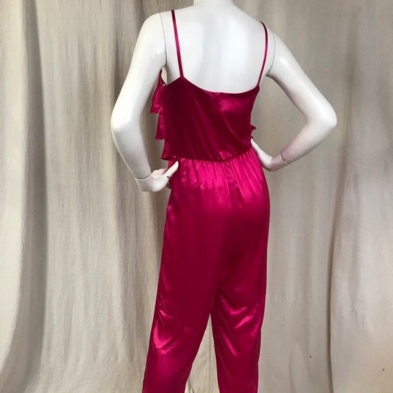 70s Satin Jumpsuit Teal Halter Disco // 1970s Tur… - image 2