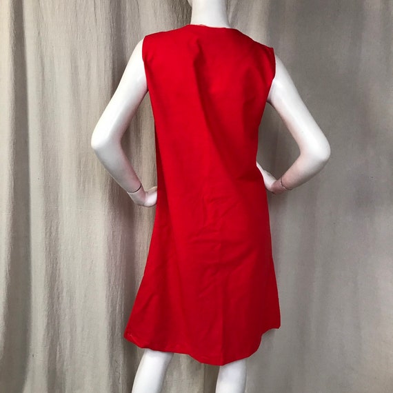 60s House Dress Vintage Red Stripe Size Medium //… - image 2