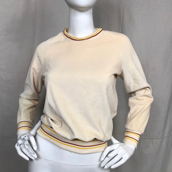 Velour Sweater Retro Sweatshirt Long Sleeve Shirt