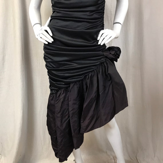 Black Formal Dress 80s Asymmetrical Mermaid // DE… - image 6