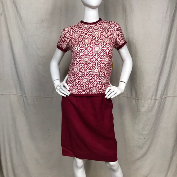 60s Red Skirt Top Set // Matching DEADSTOCK Skirt