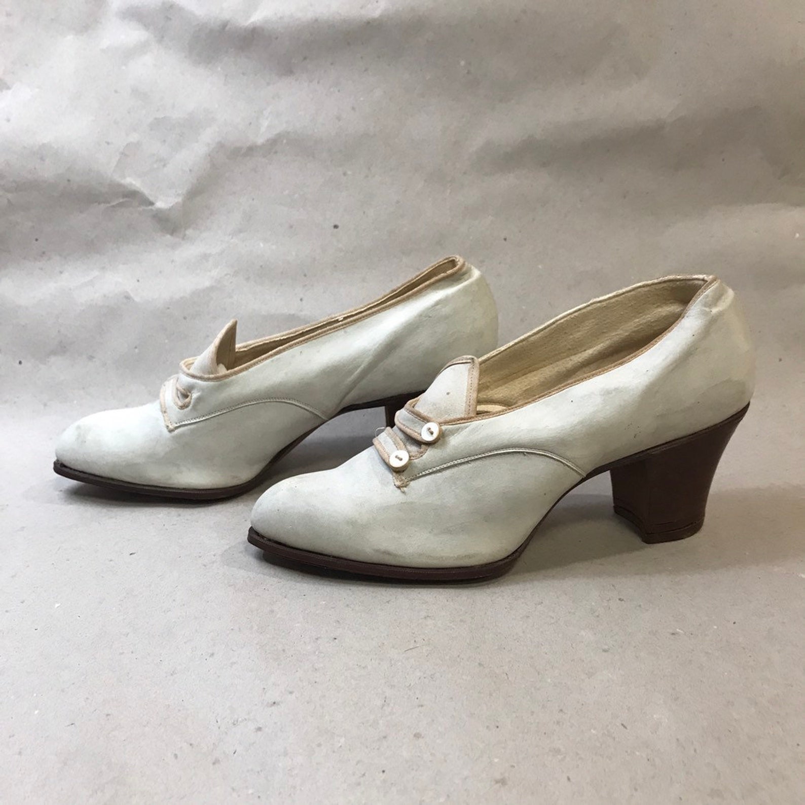 Edwardian Shoes 1910s Heels White // Size 4 1/2 5 NOS - Etsy