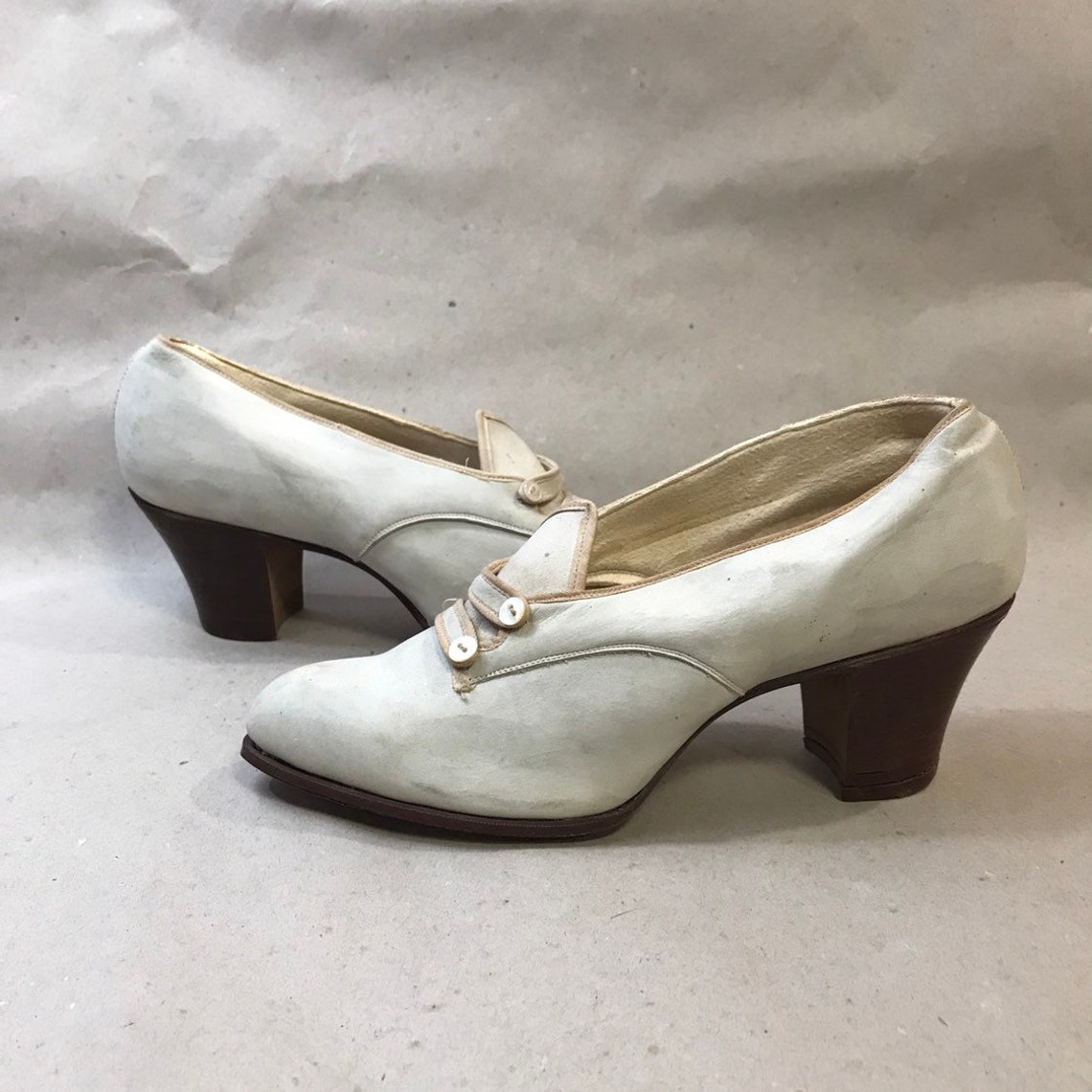 Edwardian Shoes 1910s Heels White // Size 4 1/2 5 NOS | Etsy