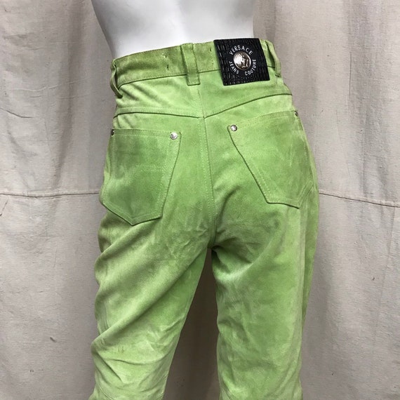 Suede VERSACE Pants Green Size 6 // 90s Women's Hi