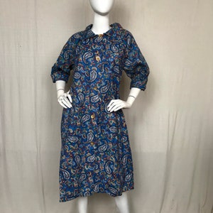 Paisley House Coat Robe Corliss // Corduroy Sleepwear Loungewear Women&#39;s Small Short Sleeve Robe DEADSTOCK