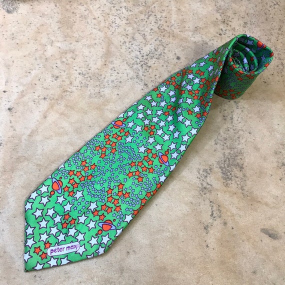 Peter Max Necktie Psychedelic Stars Planets Graphi