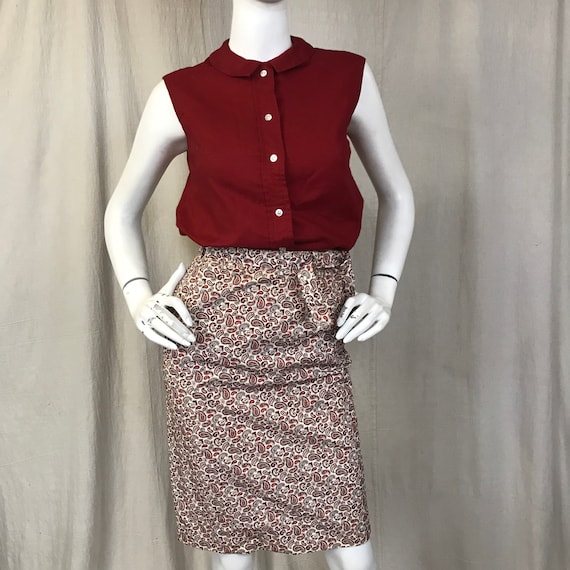 Villager Paisley Skirt Top Set // 50s Matching Red