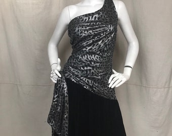 Metallic 80s Dress NOS One Shoulder // Vintage Silver Dress Deadstock Samir