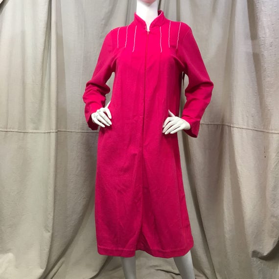 Velour House Coat Zip Front Robe Pink // Fuzzy Pin