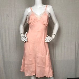 30s 40s Slip Dress Pink Nightie DEADSTOCK // Rayon Nightgown Size 36 46