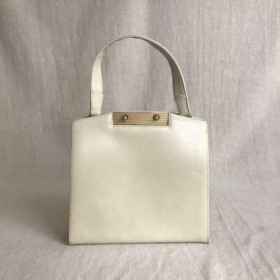 Dofan Purse White Leather Handbag // Vintage Fren… - image 1