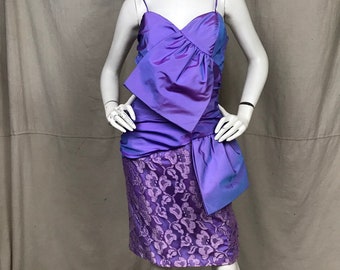 90s Prom Dress Lace Purple // Roberta DEADSTOCK Vintage Party Dress Iridescent Violet Lavender