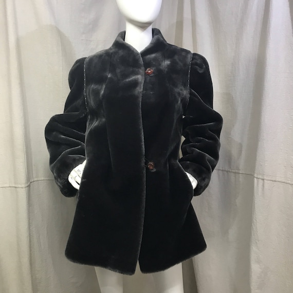 80s Jordache Coat Faux Fur Gray // 1980s Fake Fur