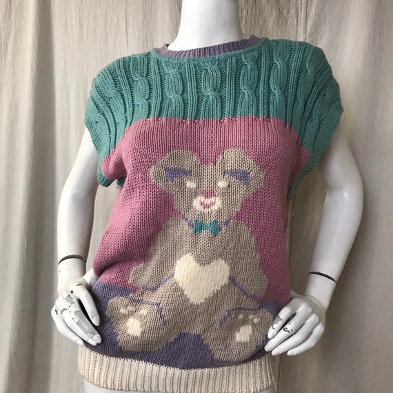 Oversized Teddy Sweater 80s Novelty // Slouchy Sw… - image 4