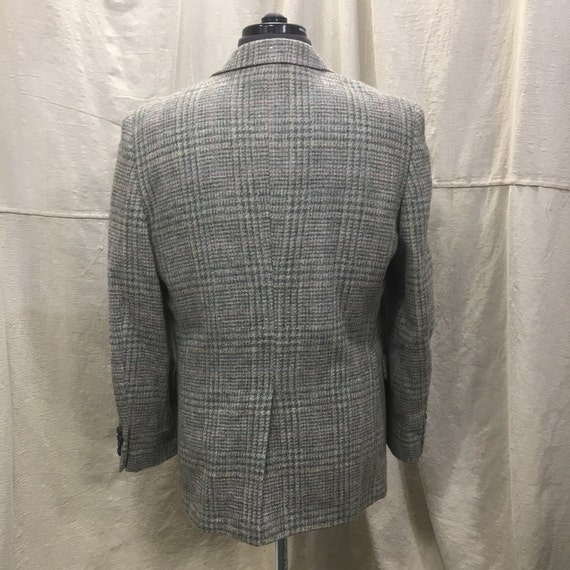 Plaid Wool Sports Coat, Grey Blue Pink Size 40 Oa… - image 2