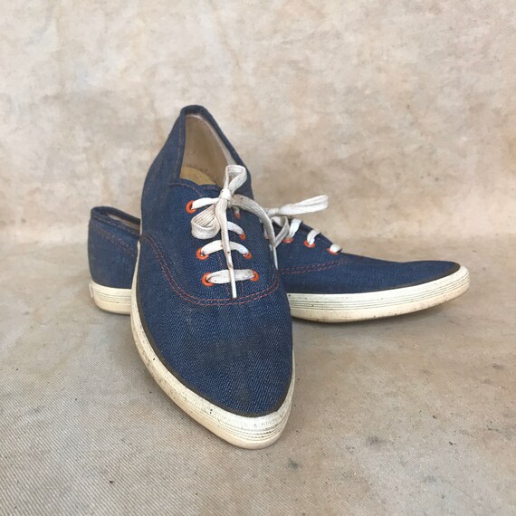 50s Denim Blue Pointy Sneakers Size 6 6 1/2 7 W // Red Ball - Etsy