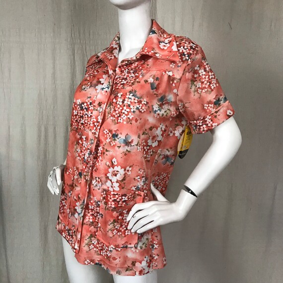 Button Down Tunic Floral Vintage Summer Cover Up … - image 4