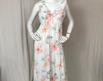 Floral Nightgown Robe Set Vintage // Retro 60s 70s Long Robe Set