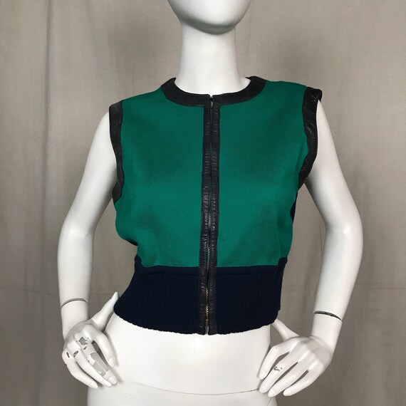 60s 70s Vest Mod Wenjilli Vintage Women's Green Bl