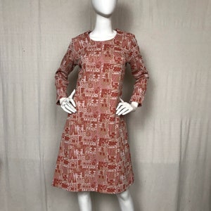 Mod Dress Orange Dress 60s 70s // Size 4 Size 8 Forever Young Puritan Long Sleeve