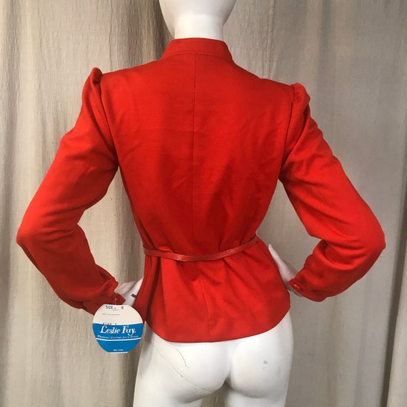 Red Shirt Long Sleeve Manchurian Collar Belted Bl… - image 3
