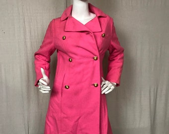 bright pink boucle trench
