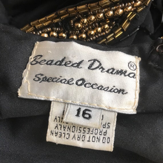 Beaded Sequin Dress Large // 80s Black Dress Halt… - image 9