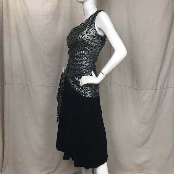 Metallic 80s Dress NOS One Shoulder // Vintage Si… - image 2