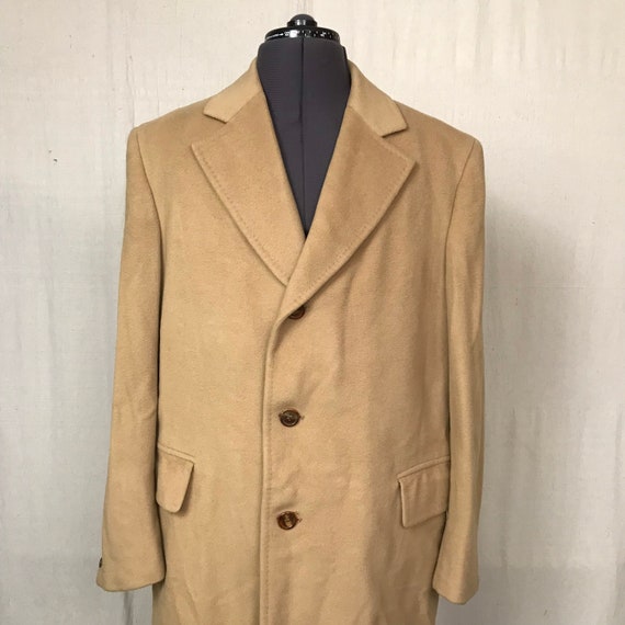 70s Cashmere Men's Coat Heavy Long Coat // Retro … - image 4