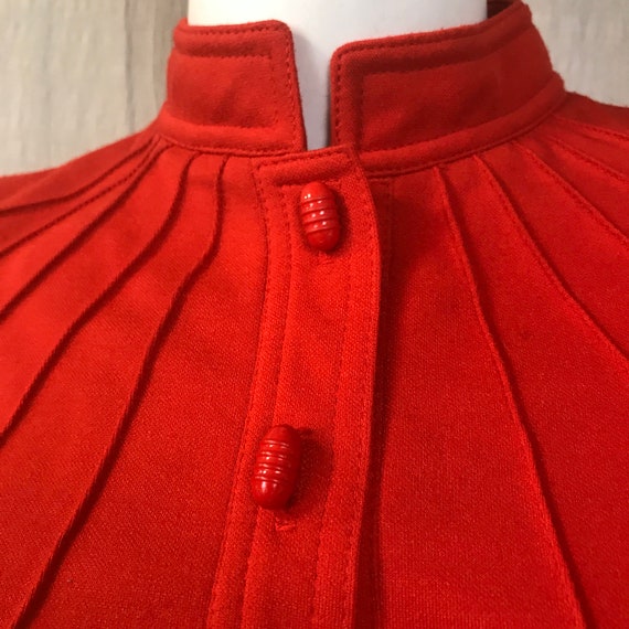 Red Shirt Long Sleeve Manchurian Collar Belted Bl… - image 5