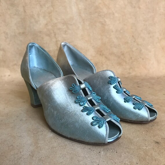 Blue Slippers 40’s Daniel Green Satin Pumps 5.5 Ho