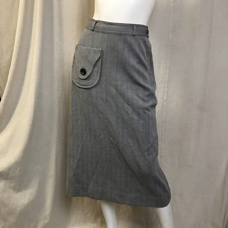 50s Skirt Herringbone Large Pocket Pencil Skirt Vintage Jackfin
