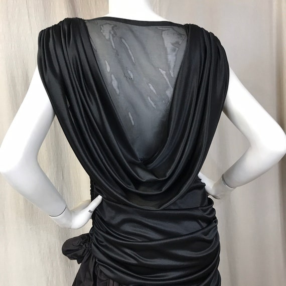 Black Formal Dress 80s Asymmetrical Mermaid // DE… - image 5