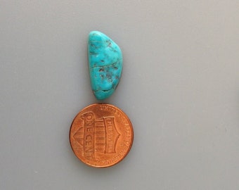 May include: A turquoise cabochon gemstone, approximately the size of a US penny.