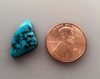 May include: A turquoise cabochon with black matrix, approximately the size of a US penny.