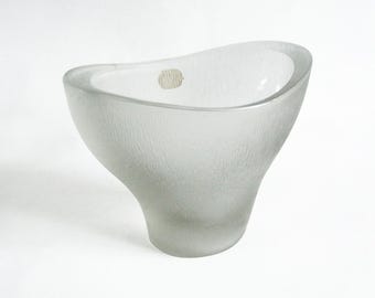 Frantisek Vizner glass "eye bath" jardiniere vase. Produced by Rudolfova Hut. Czech glass 1960's.