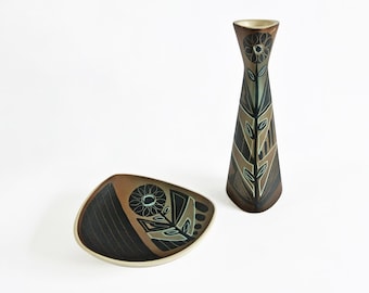 Søholm Svend Aage Jensen Solsikke 'sunflower' bowl and candleholder / vase. Denmark. 1950's. Mid century modern. Danish design.