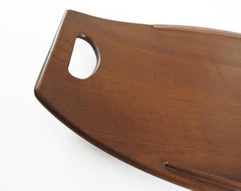 Jens Quistgaard Dansk Teak Surfboard Tray, Vintage Danish Modern Serving Tray, 1960s, Extra Large